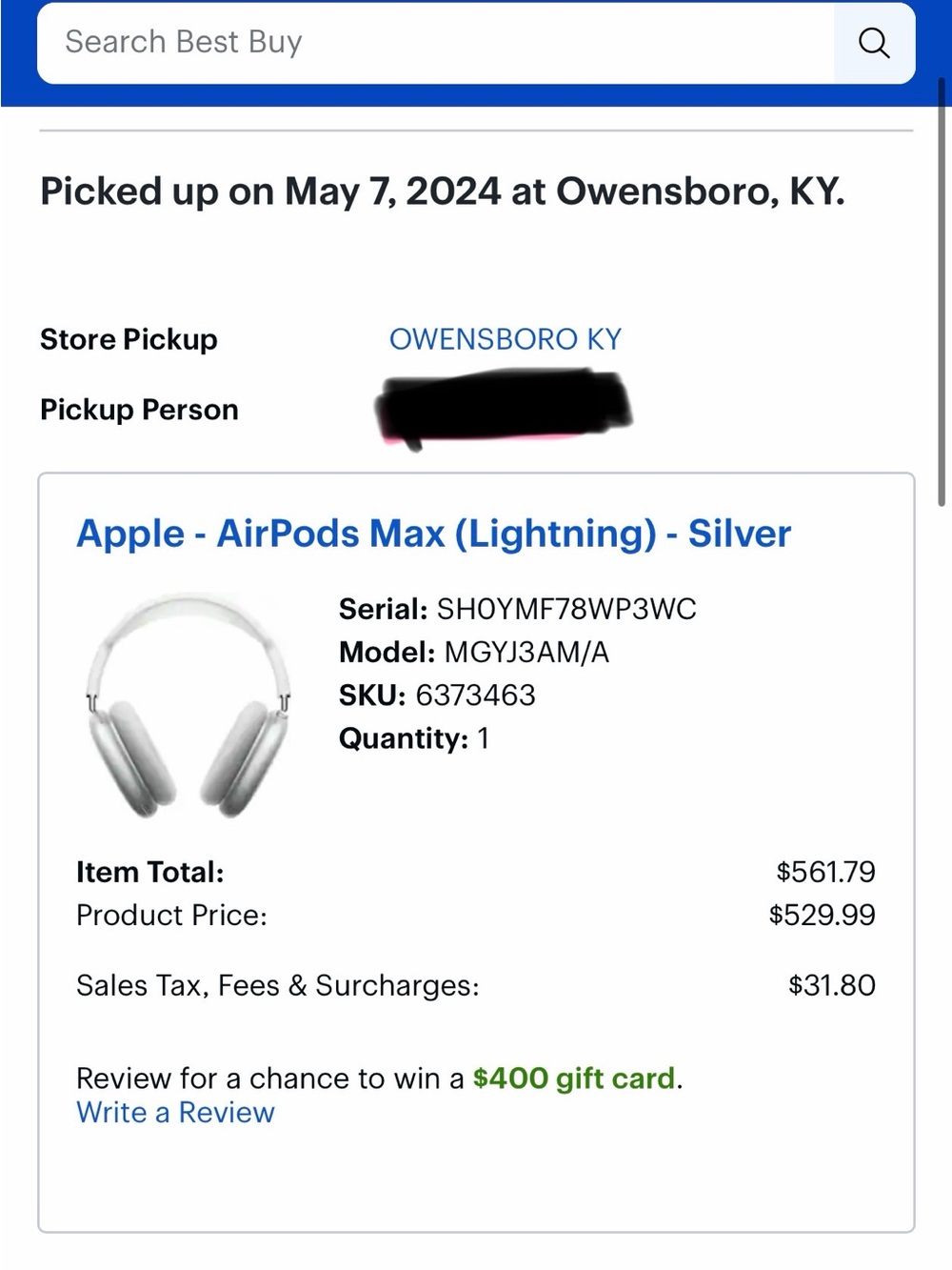 Apple AirPods Max Headphones in Silver